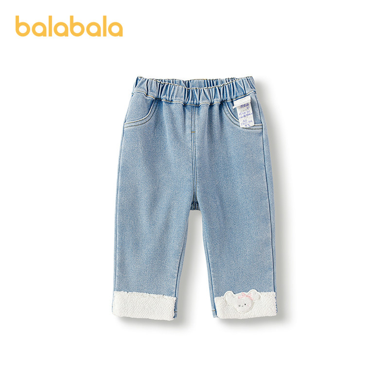 巴拉巴拉balaOne儿童长裤女童宝宝直筒牛仔裤加绒保暖2025冬新款,淘宝优惠券,粉丝福利购,淘宝优惠卷