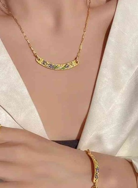 【不掉色】金锦上花珐琅绽放鸢尾项链色点钻手链闭口戒指挂坠配饰