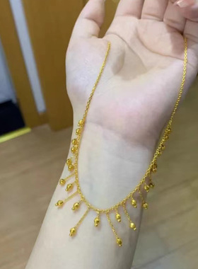 紫霞仙子灵动流苏项链女越南沙金首饰品小圆球锁骨链女轻奢高级感