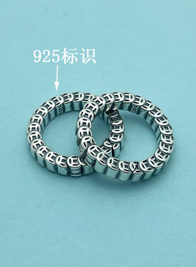 S925纯银弹簧扣复古做旧连接扣