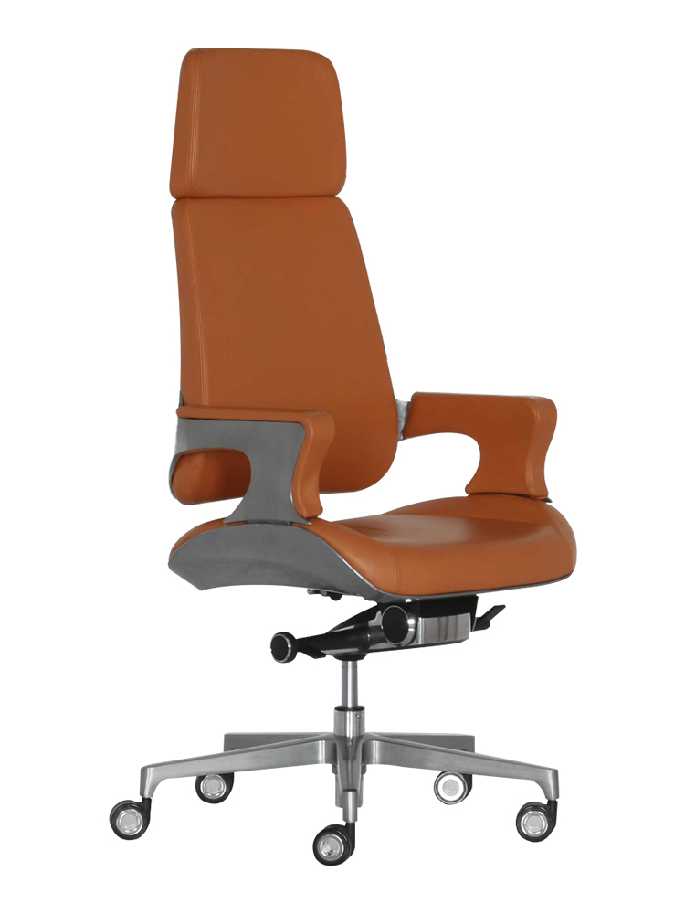 虹桥椅家精品老板椅皮质座椅转椅橙色真皮座椅-图3