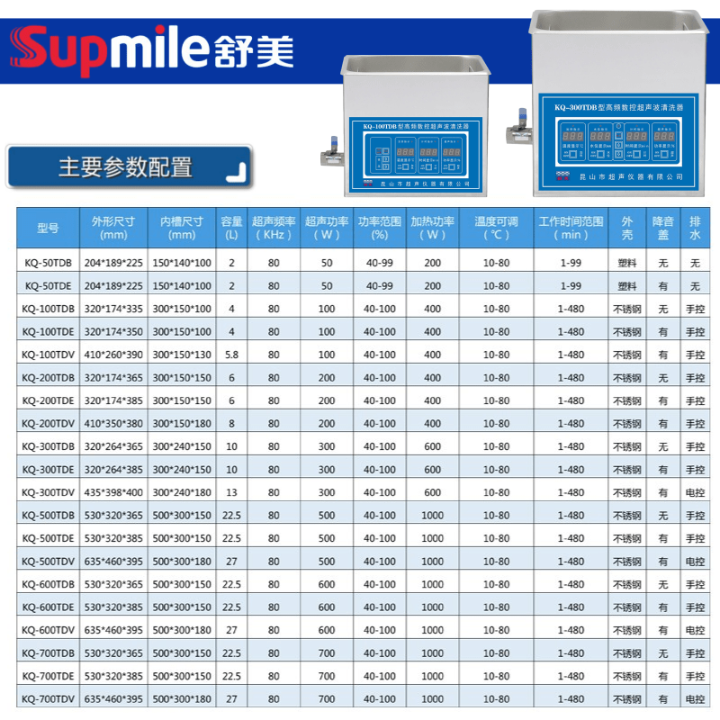 舒美KQ-200/300/500/600/700TDE实验室台式高频数控超声波清洗器 - 图1