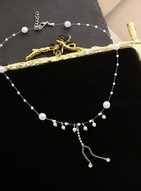 轻奢气质星月高级感流苏珍珠项链