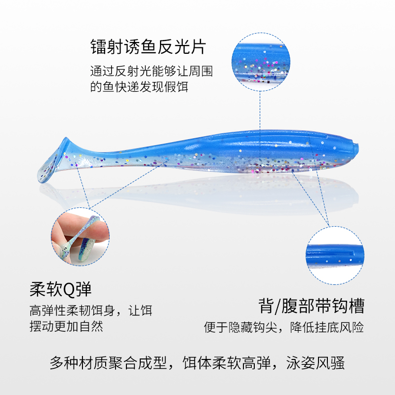 路亚假饵t尾软饵夜光远投鲈鳜鱼荧光软虫曲柄铅头钩仿生鱼饵拟饵 - 图0