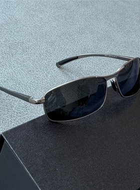 黑色男士偏光太阳镜高清驾驶镜带弧度墨镜显脸小弹簧腿高档运动