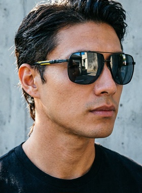 男士日夜驾驶镜偏光墨镜变色太阳镜男款长方形大弯度黑色茶片眼镜