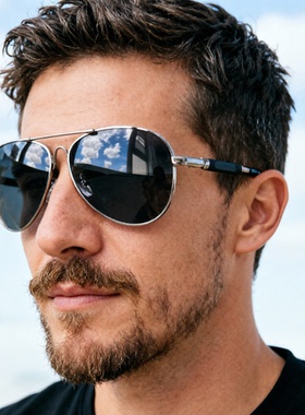 男士偏光太阳镜大框金属蛤蟆镜