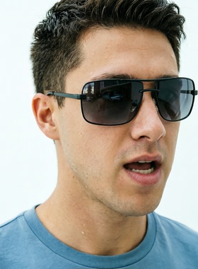 纪梵世无框男士太阳镜时尚墨镜男黑色方形开车驾驶高清防强光眼镜