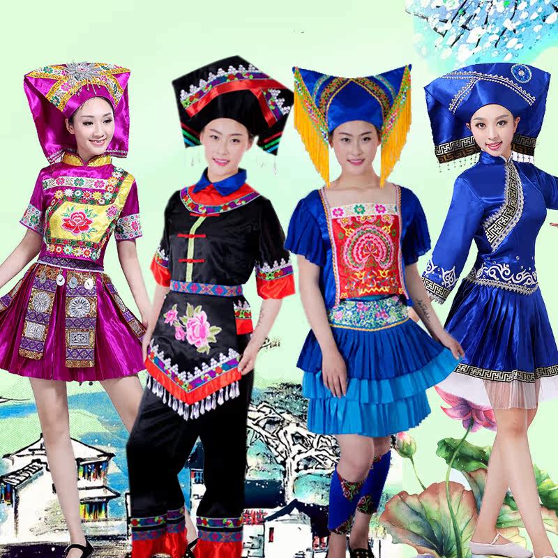 新款广西舞蹈壮族民族风瑶族女 jzsirdfs娇诗若民族服装/舞台装