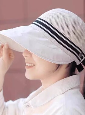 扎高马尾空顶渔夫帽可挂口罩遮阳帽显脸小防晒户外速干鸭舌帽子女