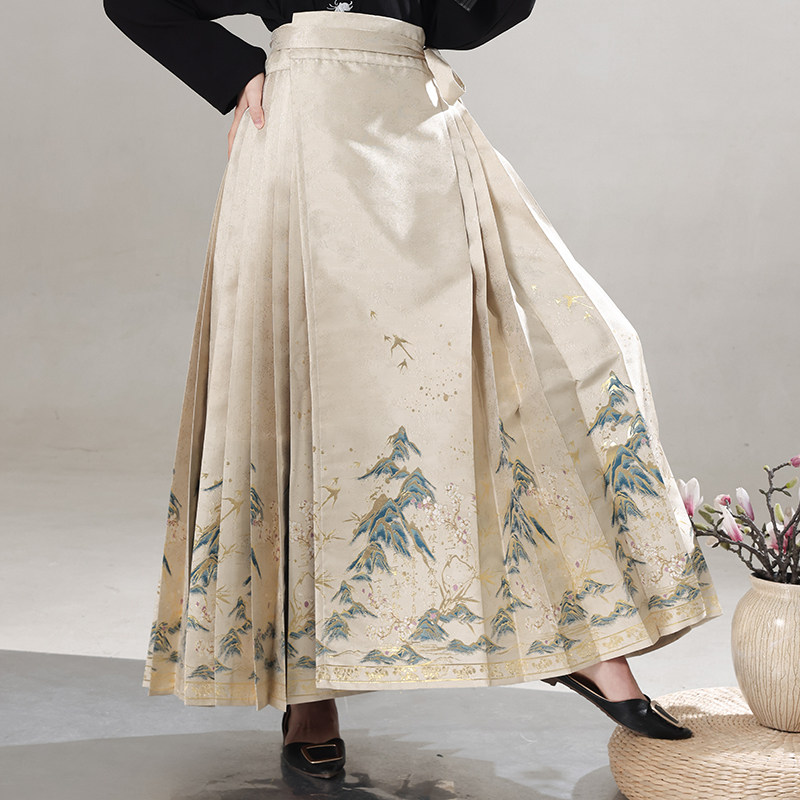 千里江山新中式马面裙原创日常小个子明制汉服女重工刺绣春季新款,淘宝优惠券,粉丝福利购,淘宝优惠卷