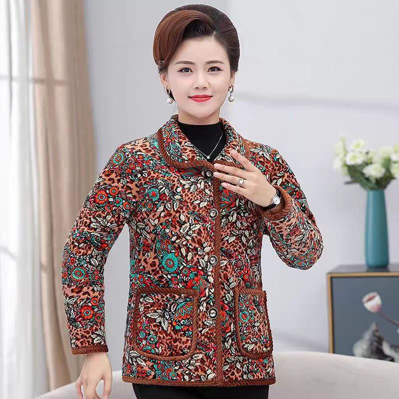 妈妈冬装外套中老年女士夹棉加绒短款棉衣2025新款碎花保暖小棉袄,淘宝优惠券,粉丝福利购,淘宝优惠卷