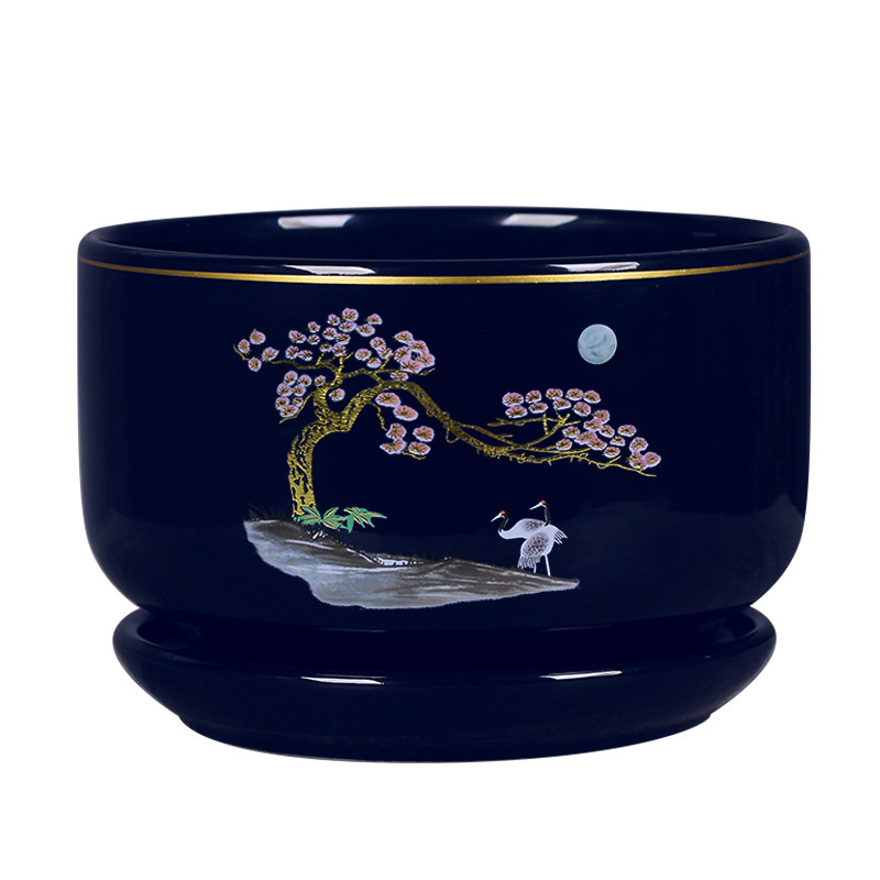 新款花盆陶瓷带托盘家用客厅阳台简约个性创意绿植盆中式栽盆景盆,淘宝优惠券,粉丝福利购,淘宝优惠卷