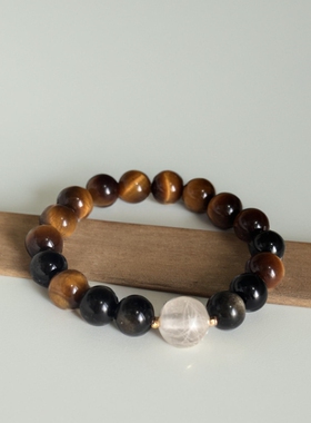 宠物毛发纪念手链定制保存猫咪狗狗胡须毛发天然黄虎眼石黑曜石