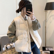 Eurostock down Machia women 2023 autumn Winter New Korean version loose outside wearing waistcoat Shoulder White Duck Suede Jacket