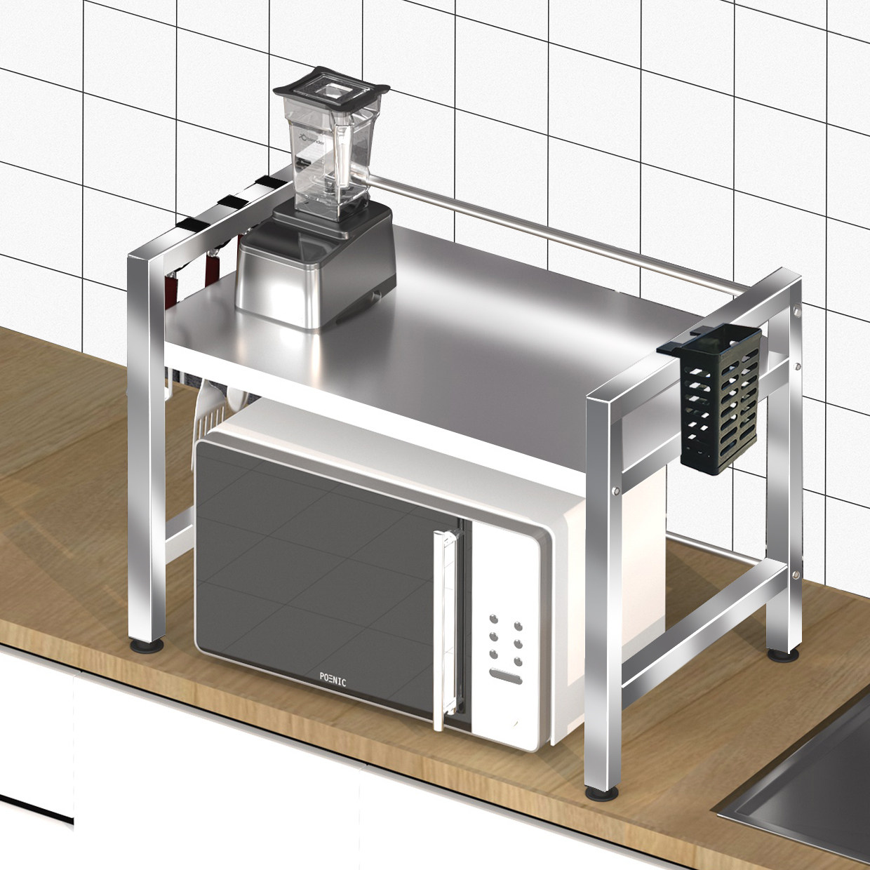 加厚不锈钢厨房置物架多层桌面隔板架收纳烤箱微波炉多功能储物架,淘宝优惠券,粉丝福利购,淘宝优惠卷