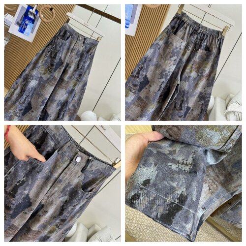 奥特莱斯~清仓捡漏松紧高腰酷飒慵懒风涂鸦阔腿镰刀裤气球裤女秋 - 图2