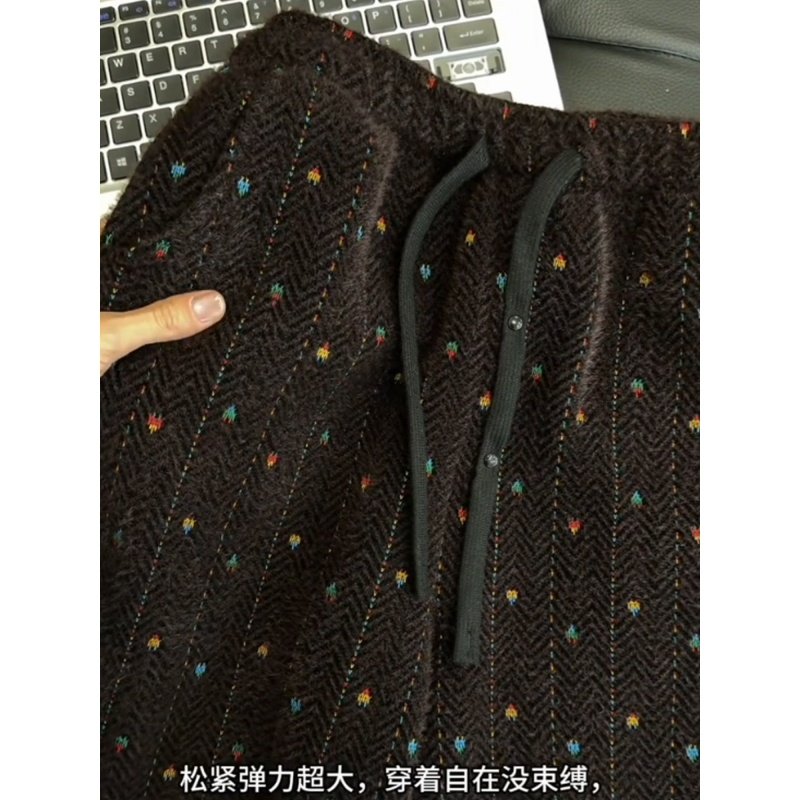 奥特莱斯~撤柜尾单彩纱羊绒裤女韩系加厚毛绒绒羊毛马海毛阔腿裤,淘宝优惠券,粉丝福利购,淘宝优惠卷