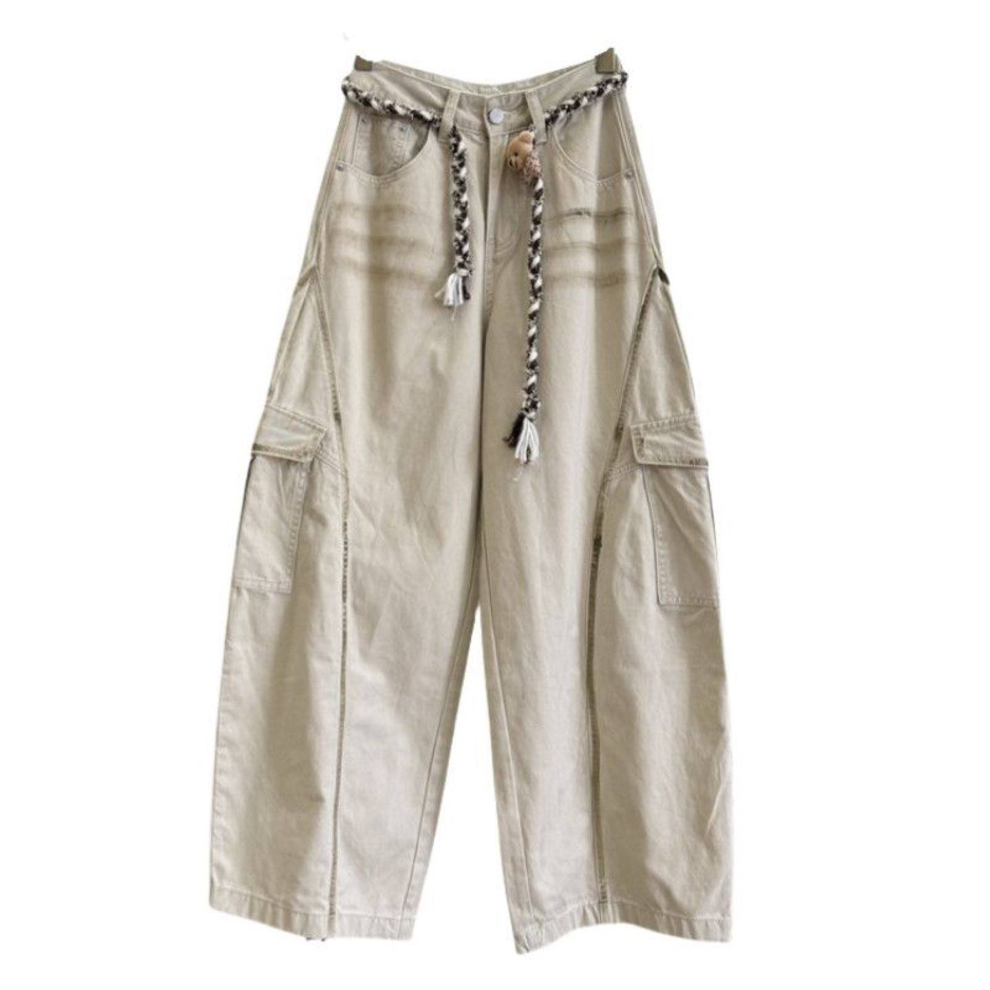 奥特莱斯~清仓捡漏早秋新款宽松慵懒风工装阔腿弯刀裤百搭休闲裤,淘宝优惠券,粉丝福利购,淘宝优惠卷