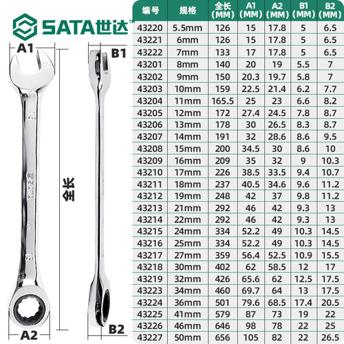世达棘轮扳手两用快速双头快扳扳手工具开口棘轮双向活口板43206 - 图1