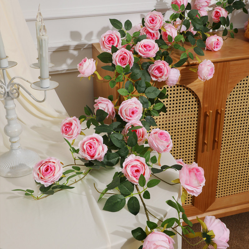 仿真蔷薇花爬藤月季假花藤条管道装饰户外瀑布花墙造景莫奈风格,淘宝优惠券,粉丝福利购,淘宝优惠卷