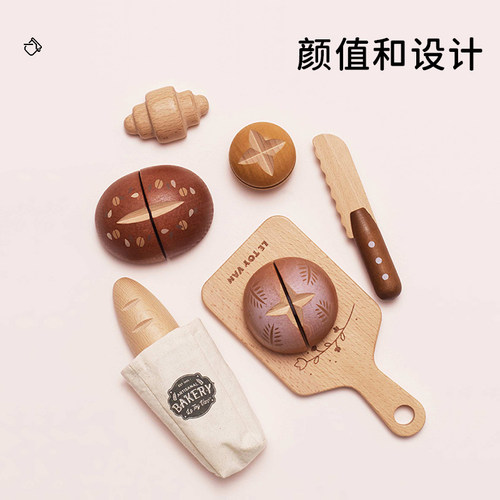 letoyvan儿童仿真面包切切乐玩具过家家操作早教动手木制玩具 - 图1