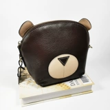 Оригинальный кожаный мультяшный картхолдер, сумка на одно плечо, небольшая сумка, из натуральной кожи, с медвежатами