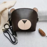 Оригинальный кожаный мультяшный картхолдер, сумка на одно плечо, небольшая сумка, из натуральной кожи, с медвежатами