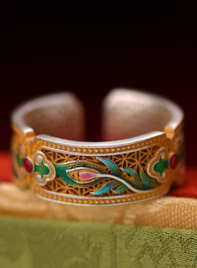 新款珐琅戒指女士款国风轻奢高级