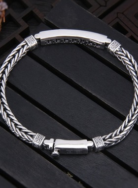 新品男士手链复古万字符回纹龙骨