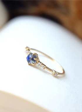 新款蓝色月光轻奢细戒指女优雅小