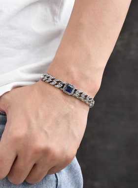 方钻蓝色手链绿锆石地中海风情