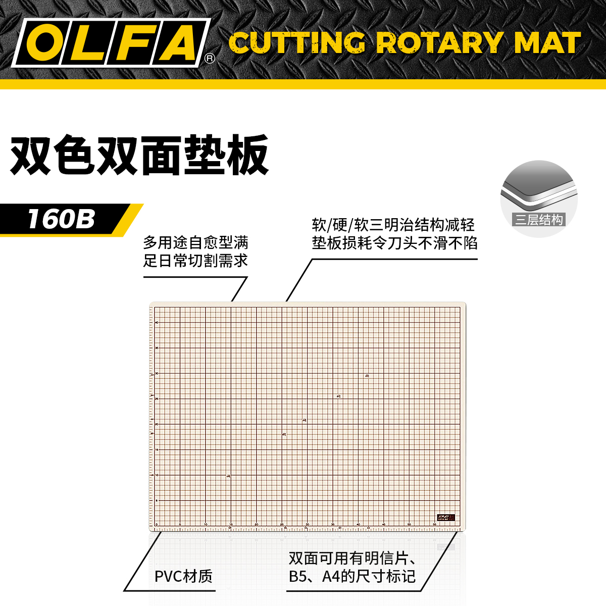 日本OLFA双面自愈手工手帐刀板切割垫板多用桌垫书垫大小A1/2/3/4-图0