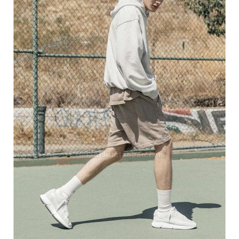 FotiGmanClub REPRESENT 复古水洗做旧宽松拉链口袋五分休闲短裤 - 图0