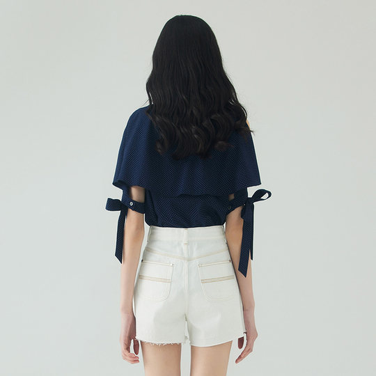 D-HARRY/Dihali's new summer commuter navy polka dot short-sleeved shirt DH232D96209D