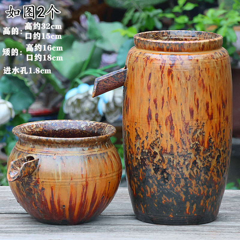 特价陶瓷花盆生态流水陶罐开口过滤循环水摆件鱼缸养鱼创意,淘宝优惠券,粉丝福利购,淘宝优惠卷