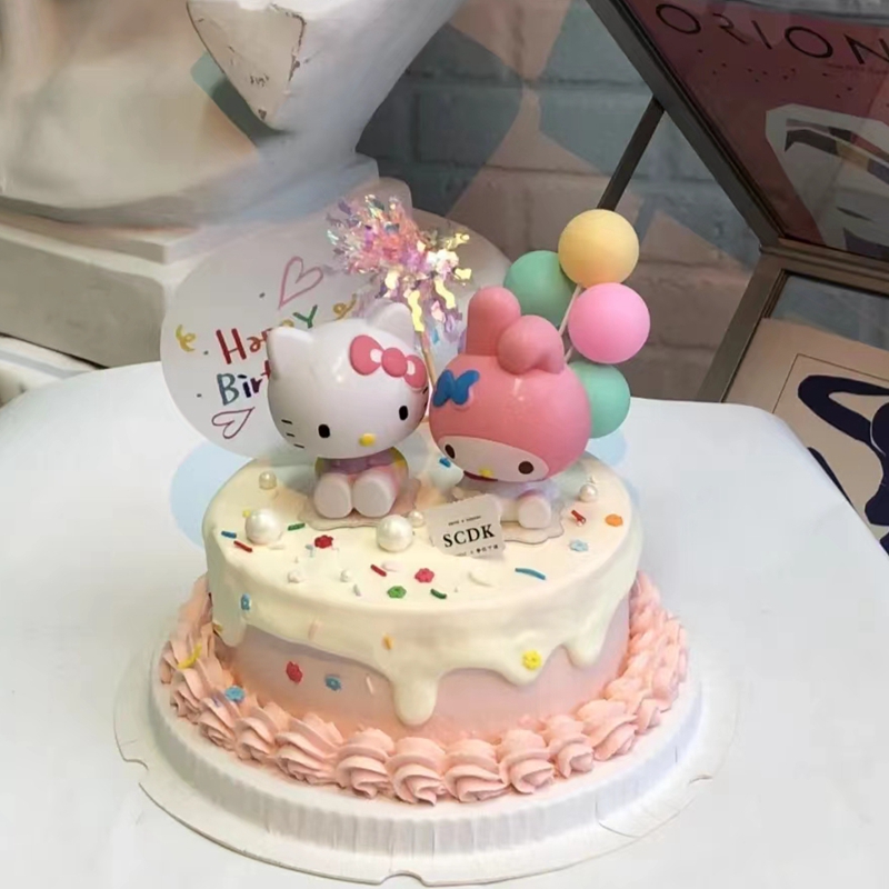 蛋糕装饰摆件kt猫hellokitty女孩女宝宝周岁生日凯蒂猫美乐蒂公仔