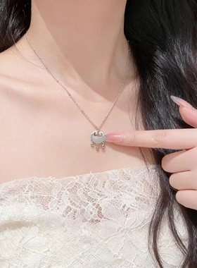 新中式S999纯银和田玉平安锁项链