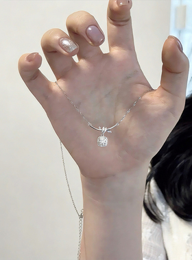 「缠绕方糖」项链s999纯银锁骨链