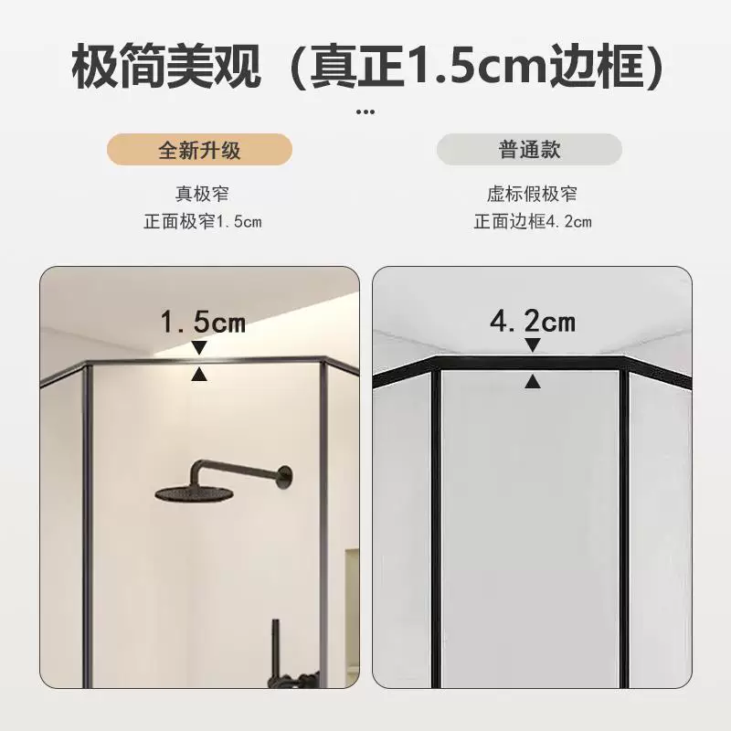 [极窄侧移门砖石型淋浴房隔断浴室卫生间干湿分离隔断洗澡间玻璃门]