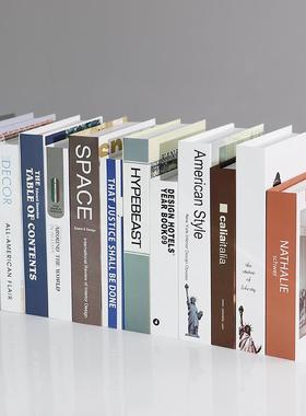 北欧假书摆件黑白灰简约道具书柜室内装饰品网红英文杂志仿真书壳