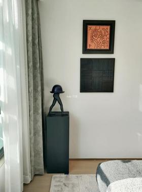 黑色木头酒店民宿个性高端趣味人物样板房小众侘寂摆件现代