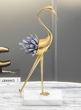现代轻奢黄铜天鹅高档摆件工艺品客厅酒柜电视柜办公室家居装饰品
