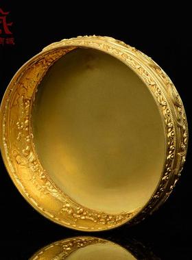 铜制曼扎盘修盘室内家用曼达盘八吉祥雕花曼茶罗盘桌面摆件