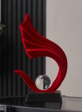 轻奢高档红色风生水起办公室客厅电视柜装饰品摆件高级感喜庆发财