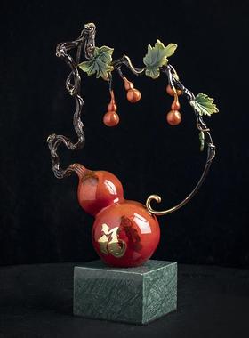 全铜五福临门摆件新中式客厅玄关高档软装饰品送搬家礼物乔迁礼品