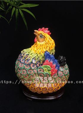 石湾陶瓷公仔 家居摆件 创意饰品 招财吉祥物 生肖 金钱鸡