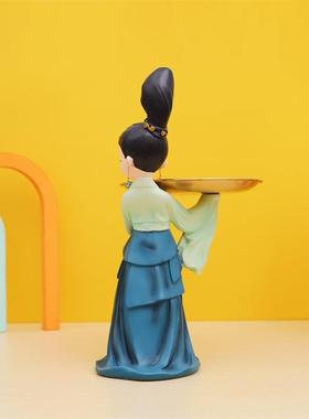 古风倾城赋只此青绿姑娘托盘收纳大摆件客厅阳台玄关装饰礼品