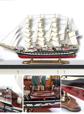 船模型摆件一帆风顺帆船摆件精品80cm克鲁森施滕号帆船模型摆件木