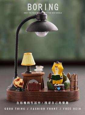 簌簌雨静静读夜灯狐狸电话牌车载工位桌面小摆件挪车号码牌小礼物